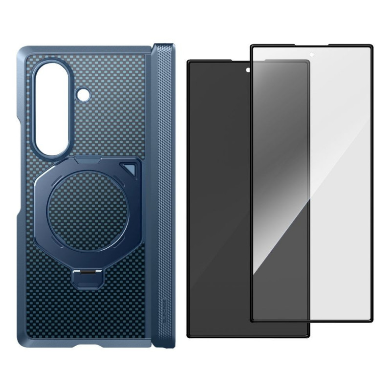 Capa Supcase UB Aero MagSafe para Samsung Galaxy Z Fold 8 Ultra com vidro temperado e vidro de privacidade, azul aramida
