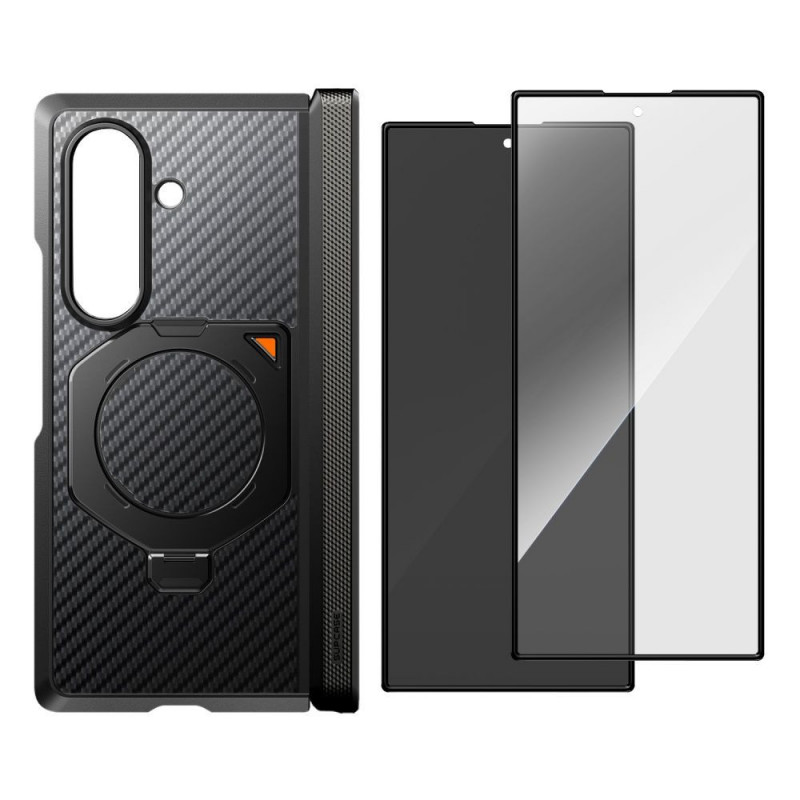 Capa Supcase UB Aero MagSafe para Samsung Galaxy Z Fold 8 Ultra com vidro temperado e vidro de privacidade, Aramid Black
