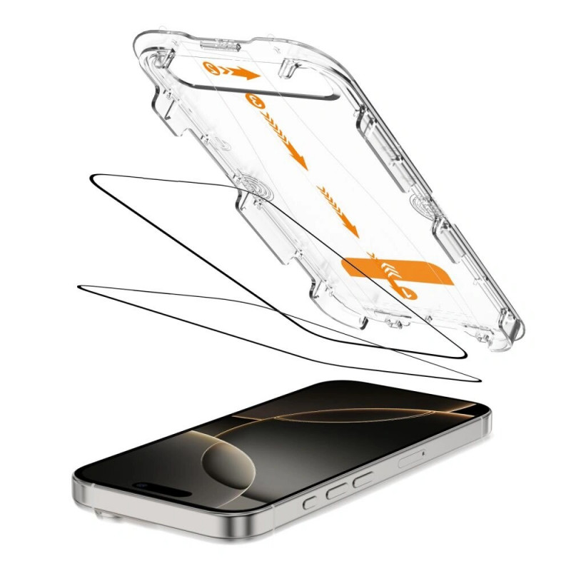 Tech-Protect Quick Set+ Protetor de ecrã em vidro temperado para Apple iPhone 16 Pro, preto (2 un.)