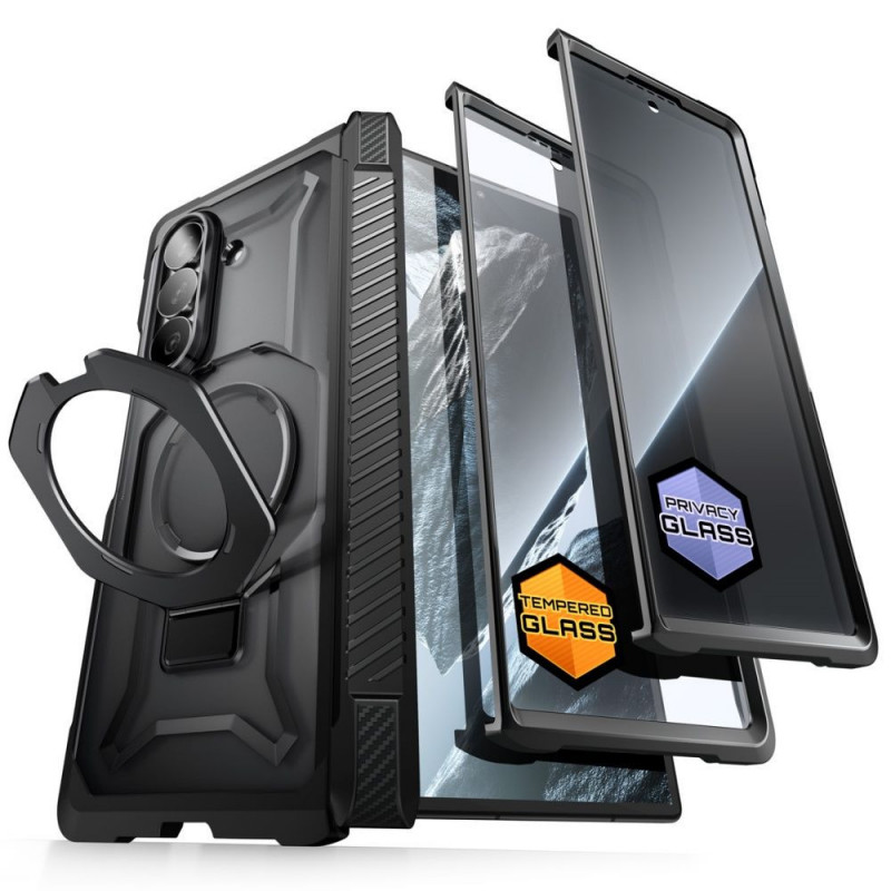 Capa Supcase UB Grip Mag MagSafe para Samsung Galaxy Z Fold 8 com vidro temperado e vidro de privacidade, preta
