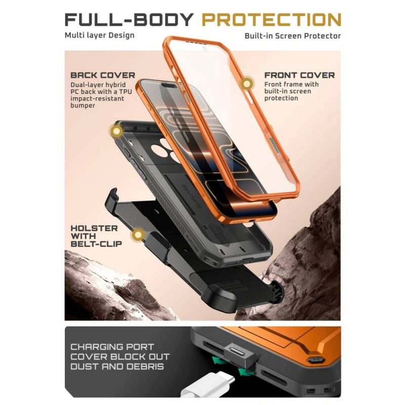 Capa Supcase Unicorn Beetle Pro para Apple iPhone 17 Pro Max, coral