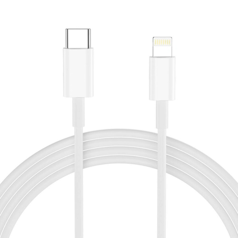 Carregador de parede USB-C de 1 porta Tech-Protect NC20W PD 20W com cabo Lightning, branco, 100 cm