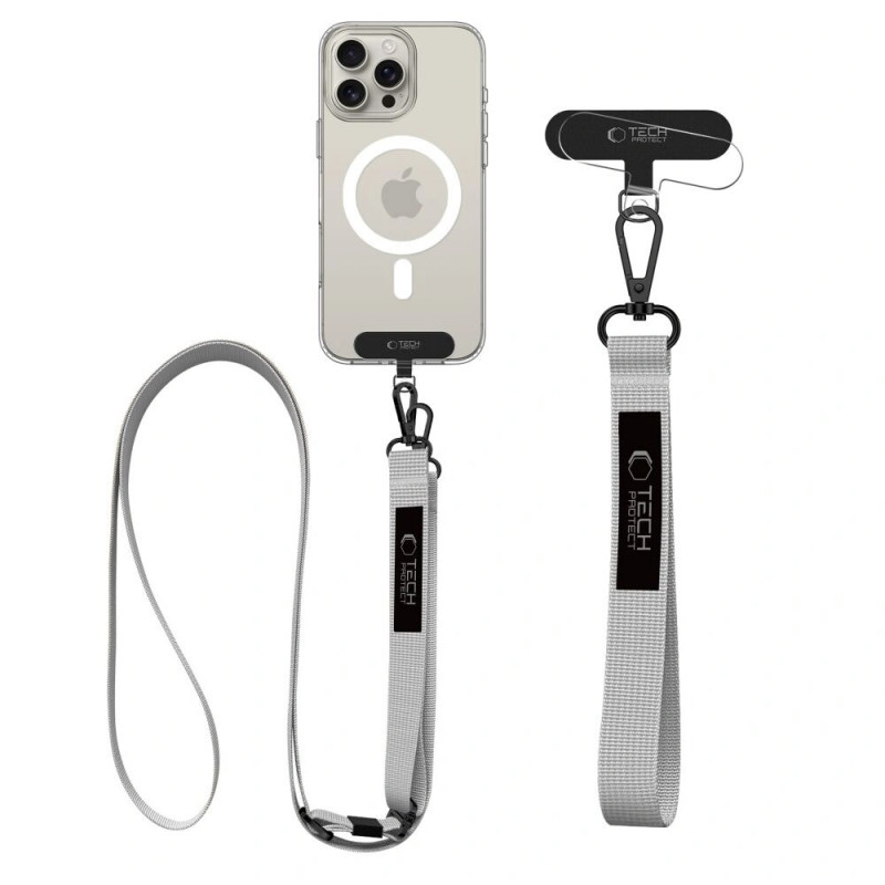 Conjunto de cordão para telemóvel Tech-Protect C6S Rope Crossbody cinzento Crayon