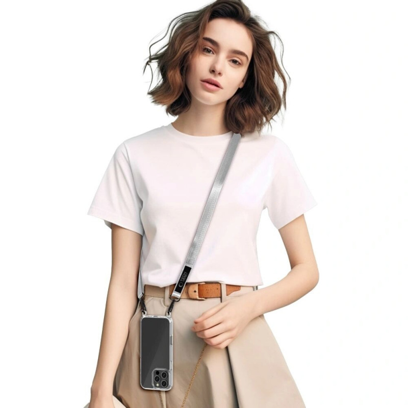 Conjunto de cordão para telemóvel Tech-Protect C6S Rope Crossbody cinzento Crayon