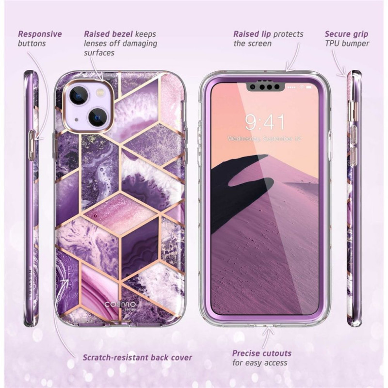 Capa Supcase Cosmo para Apple iPhone 14 Plus / 15 Plus, Marble Purple
