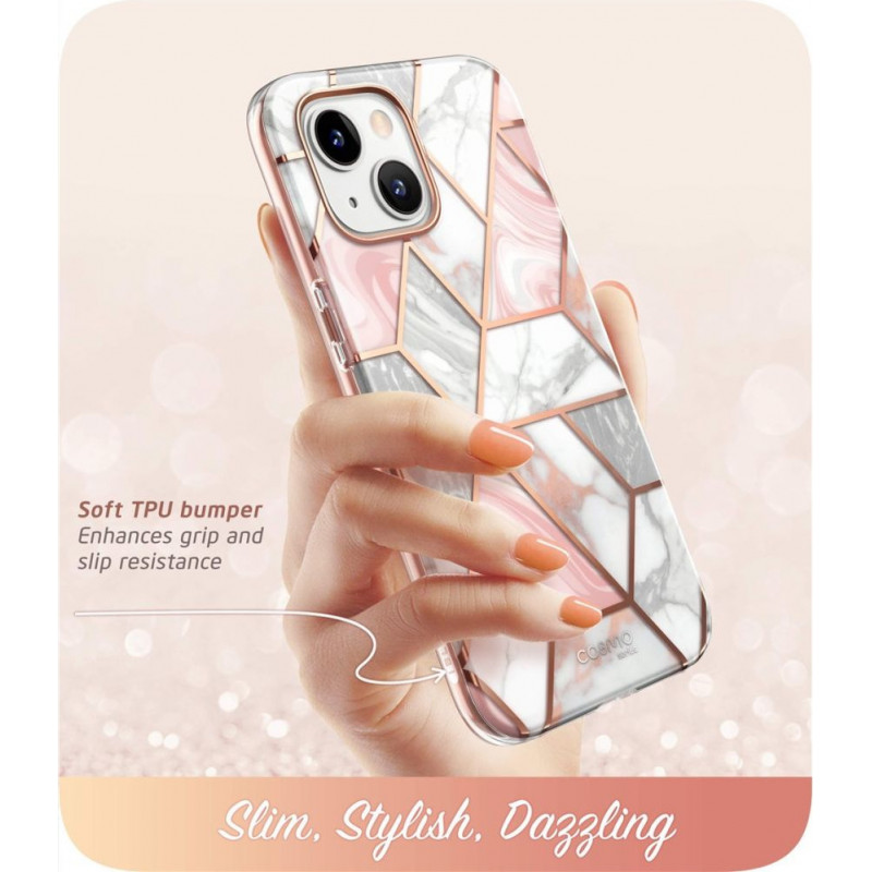 Capa Cosmo Supcase para Apple iPhone 14 Plus / 15 Plus, rosa mármore