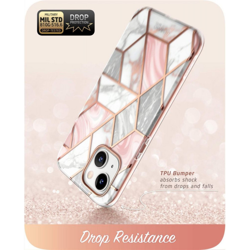 Capa Cosmo Supcase para Apple iPhone 14 Plus / 15 Plus, rosa mármore
