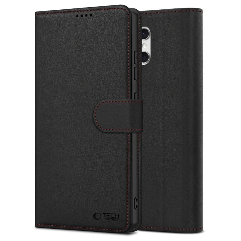 Capa carteira Tech-Protect para Samsung Galaxy A57 5G, preto/vermelho
