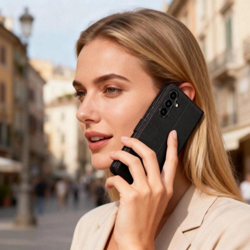 Capa carteira Tech-Protect para Samsung Galaxy A57 5G, preto/vermelho