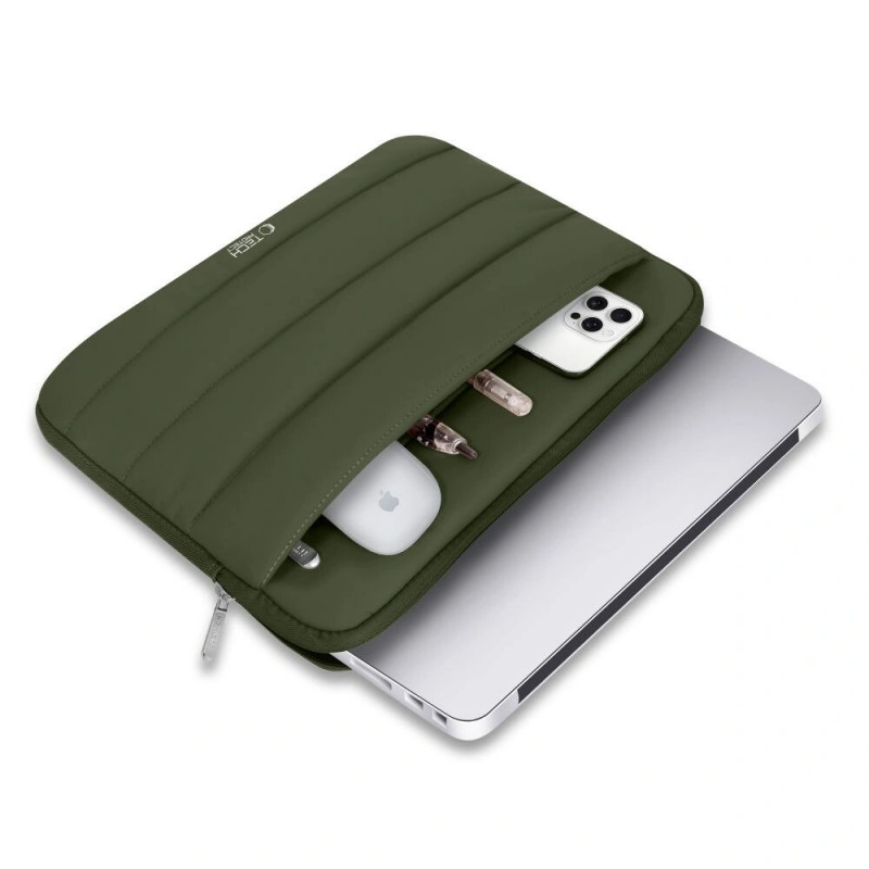 Capa para portátil Tech-Protect Fluffy 13-14" verde militar