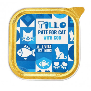 TILLO Comida húmida para gatos em patê com bacalhau, 100 g