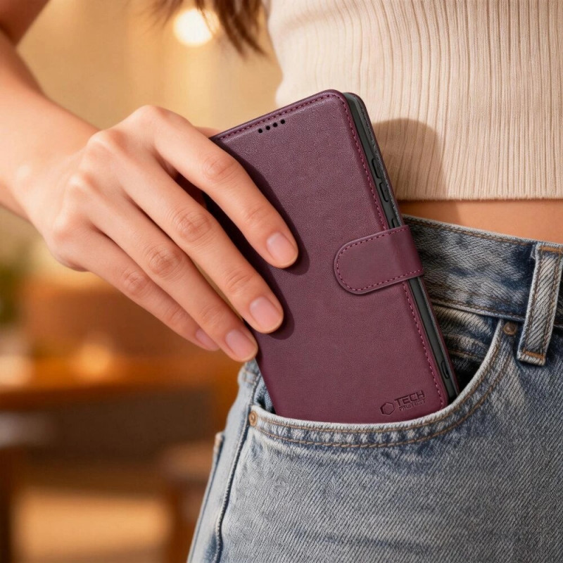 Capa carteira Tech-Protect para Samsung Galaxy A36 / A56 / A37 5G, bordô