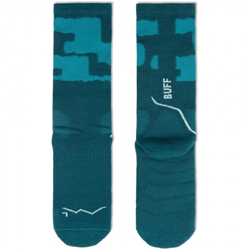 Meias Buff Merino MW Crew MWC2, verde-azulado, L
