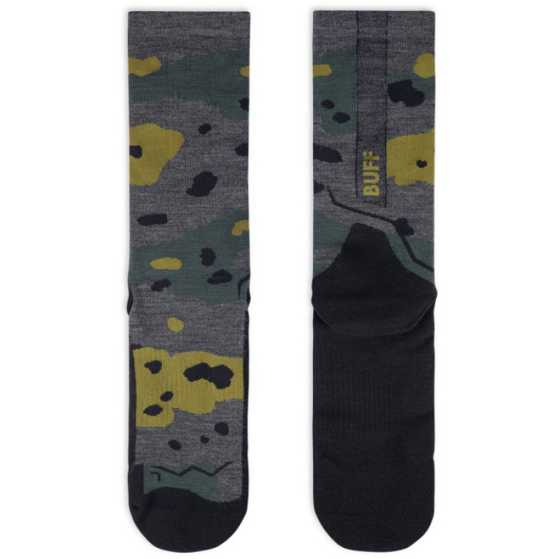 Meias de cano alto Buff Merino Lightweight Crew LWC2, cinzento, L