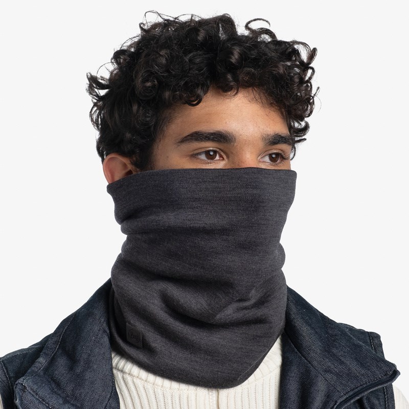 Buff Cachecol multifuncional Merino Heavyweight, cinzento sólido