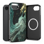 Capa Tech-Protect Lamano MagSafe para Apple iPhone 16e / 17e, preta e verde (Verde Aura)