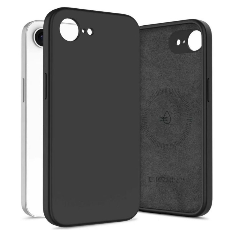 Capa Tech-Protect Silicone MagSafe para Apple iPhone 16e / 17e, preta