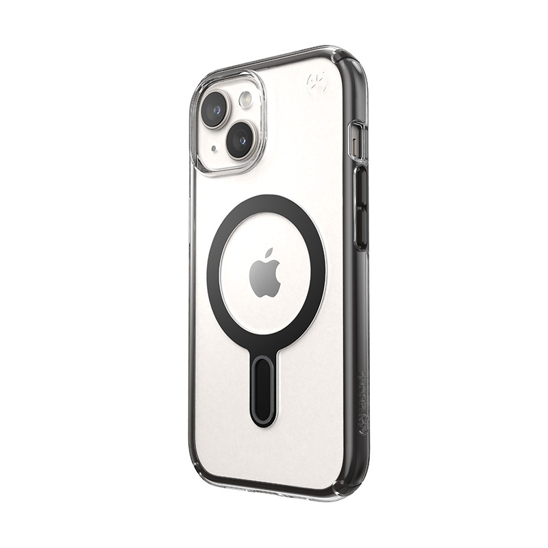 Capa Speck Presidio Perfect-Clear ClickLock & MagSafe SPK526 para Apple iPhone 15 / 14 / 13, transparente / preto fosco / cinzento ardósia