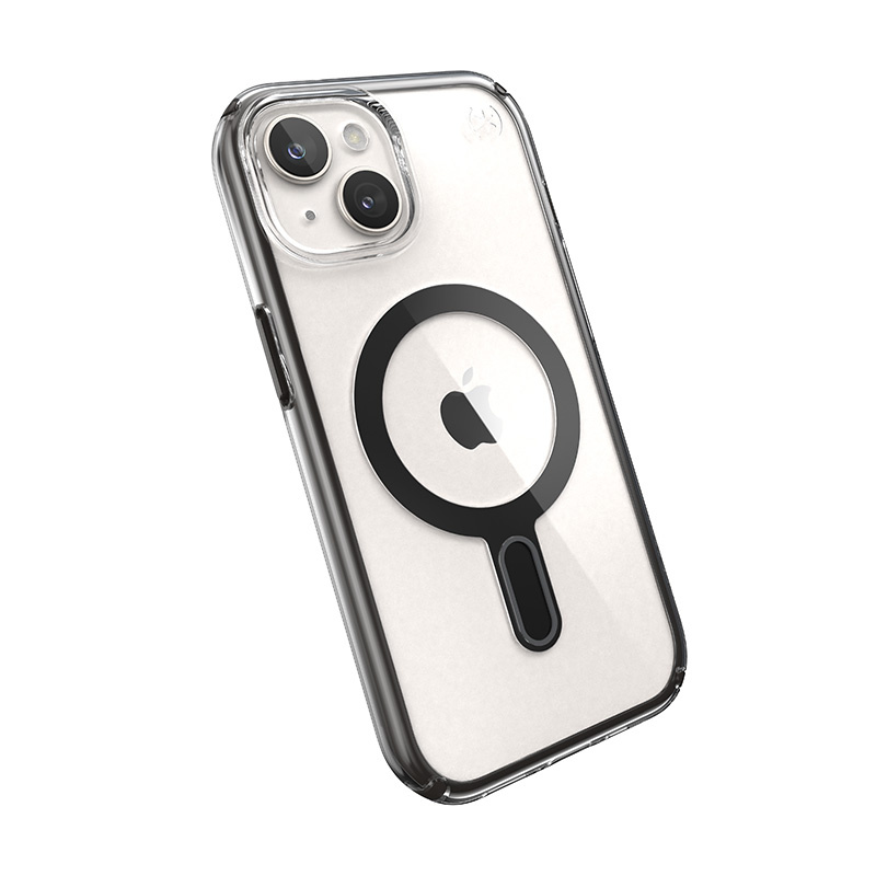 Capa Speck Presidio Perfect-Clear ClickLock & MagSafe SPK526 para Apple iPhone 15 / 14 / 13, transparente / preto fosco / cinzento ardósia