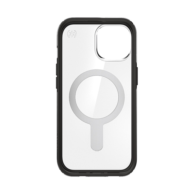 Capa Speck Presidio Perfect-Clear ClickLock & MagSafe SPK526 para Apple iPhone 15 / 14 / 13, transparente / preto fosco / cinzento ardósia