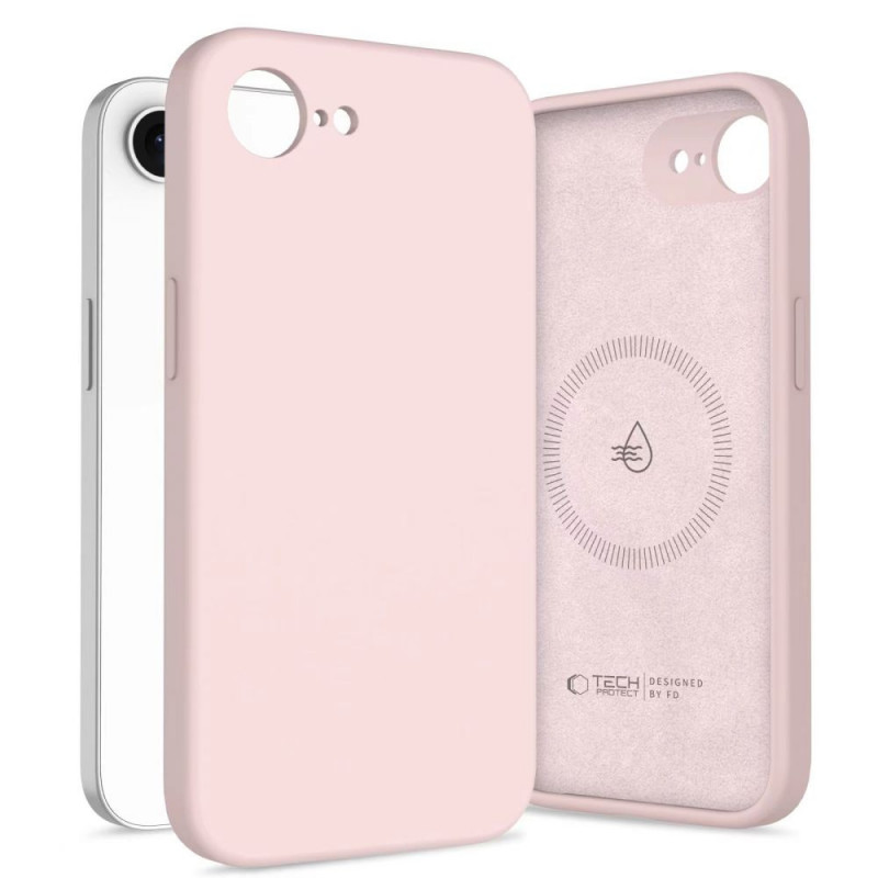 Capa Tech-Protect Silicone MagSafe para Apple iPhone 16e / 17e, rosa pérola