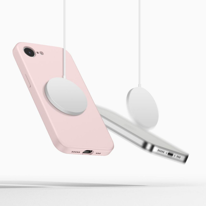 Capa Tech-Protect Silicone MagSafe para Apple iPhone 16e / 17e, rosa pérola