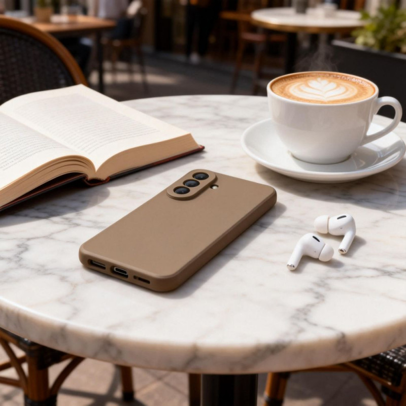 Capa de silicone Tech-Protect Icon para Samsung Galaxy A27 5G, castanha