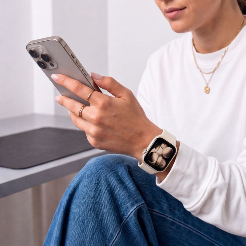 Pulseira de silicone Tech-Protect para Apple Watch 8 / 9 / 10 / 11 / 12 / SE / Ultra 44/45/46/49 mm, Starlight