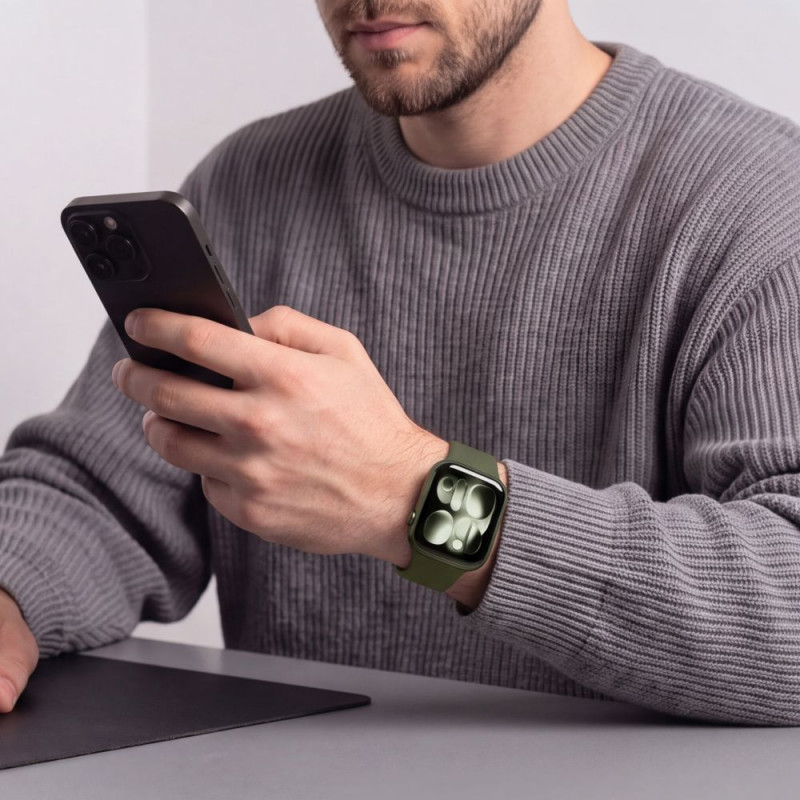 Pulseira de silicone Tech-Protect para Apple Watch 8 / 9 / 10 / 11 / 12 / SE / Ultra 44/45/46/49 mm, verde-oliva