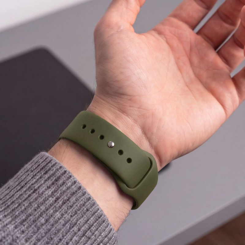 Pulseira de silicone Tech-Protect para Apple Watch 8 / 9 / 10 / 11 / 12 / SE / Ultra 44/45/46/49 mm, verde-oliva