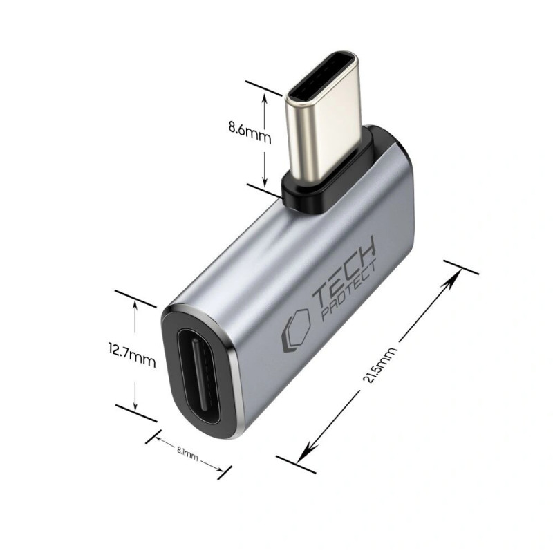 Adaptador angular USB-C Tech-Protect UltraBoost AA01, cinzento