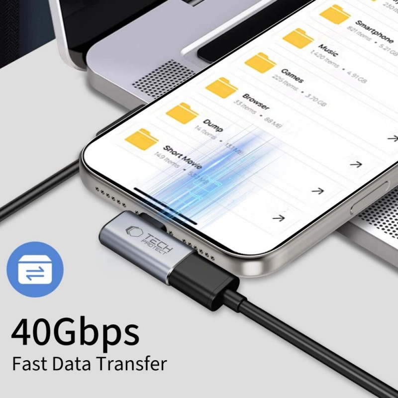 Adaptador angular USB-C Tech-Protect UltraBoost AA01, cinzento