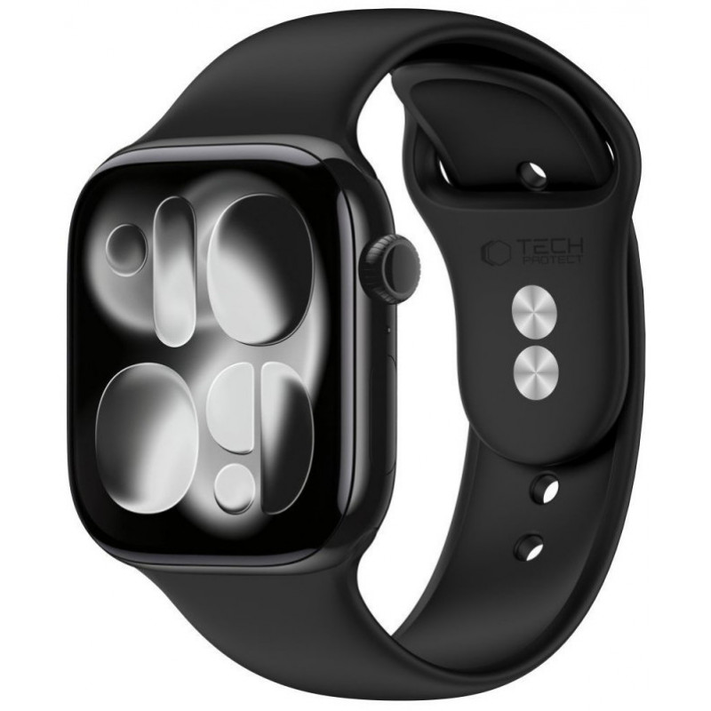 Pulseira de silicone Tech-Protect para Apple Watch 8 / 9 / 10 / 11 / 12 / SE / Ultra 44/45/46/49 mm, preta