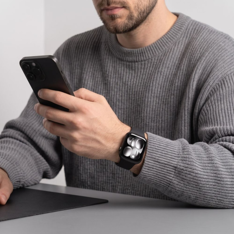 Pulseira de silicone Tech-Protect para Apple Watch 8 / 9 / 10 / 11 / 12 / SE / Ultra 44/45/46/49 mm, preta