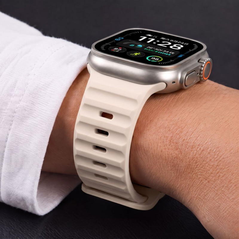 Pulseira Tech-Protect Silicone Line para Apple Watch 8 / 9 / 10 / 11 / 12 / SE / Ultra 44/45/46/49 mm, Stone