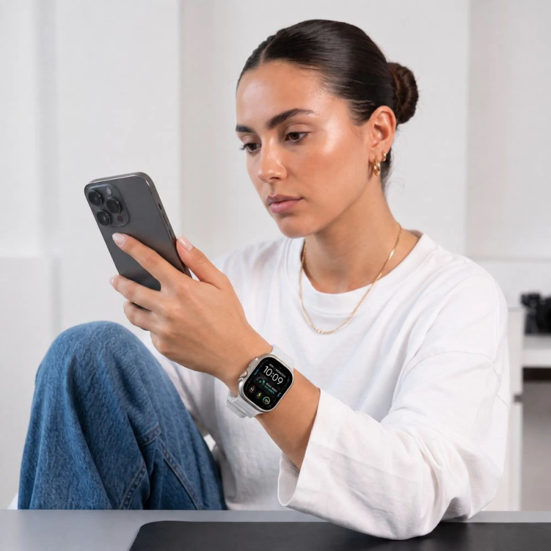 Pulseira Tech-Protect Silicone Line para Apple Watch 8 / 9 / 10 / 11 / 12 / SE / Ultra 44/45/46/49 mm, cinzento lunar