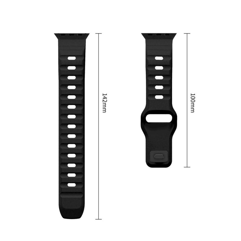Pulseira Tech-Protect Silicone Line Apple Watch 8 / 9 / 10 / 11 / 12 / SE / Ultra 44/45/46/49 mm, preta