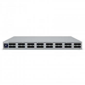 Ubiquiti UniFi Switch 32x QSFP28 100 Gbit, gerido, montável em rack de 19", ecrã tátil de 1,3"