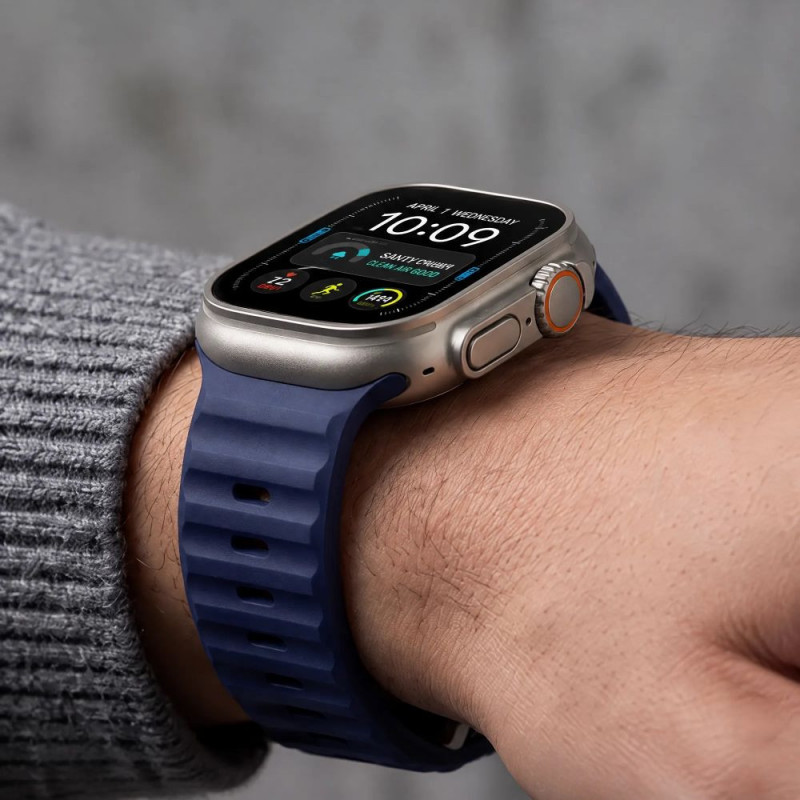 Pulseira Tech-Protect Silicone Line para Apple Watch 8 / 9 / 10 / 11 / 12 / SE / Ultra 44/45/46/49 mm, azul atlântico