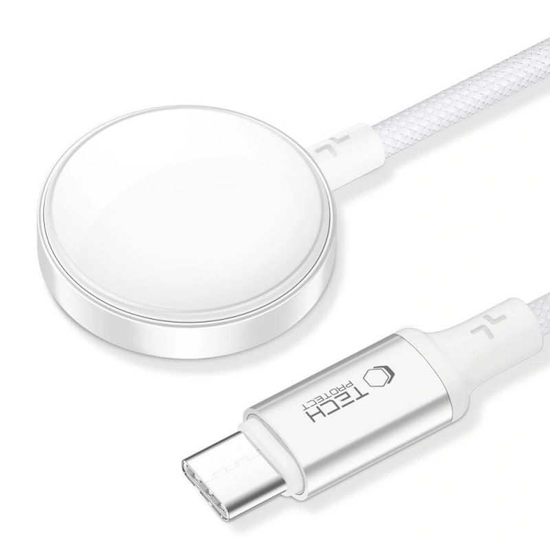 Tech-Protect MC02 UltraBoost Carregador Magnético Cabo USB-C 100 cm para Apple Watch, Branco