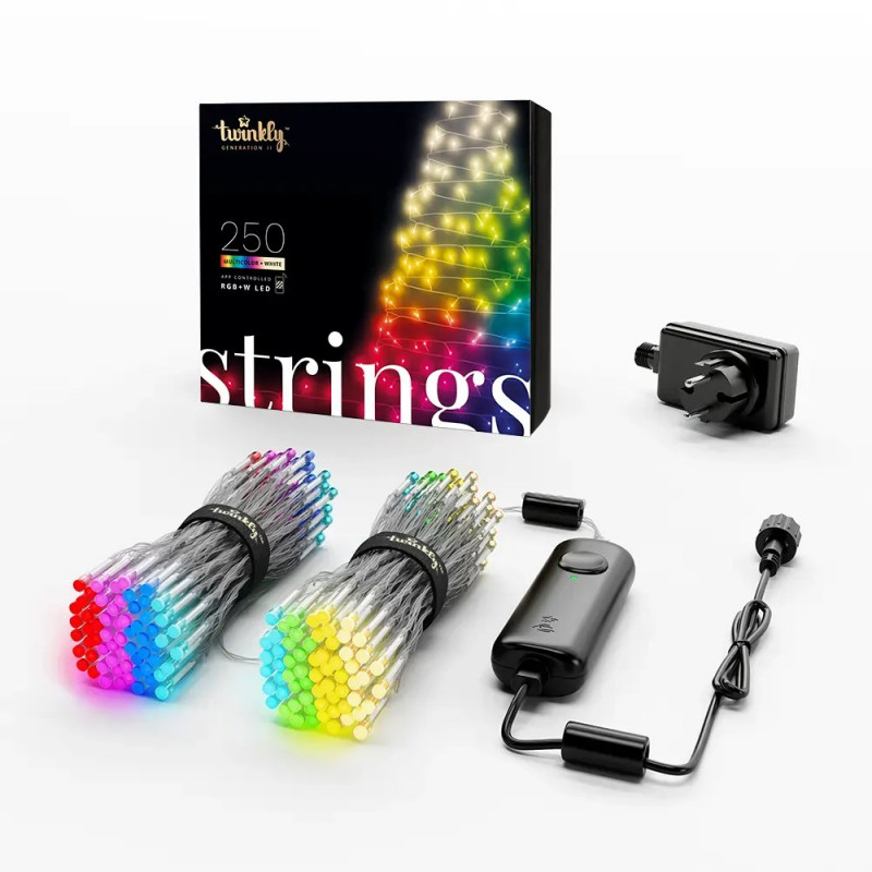 Twinkly Strings 250 luzes de fio LED TWS250SPP-TEU, 5 mm RGBW, transparente