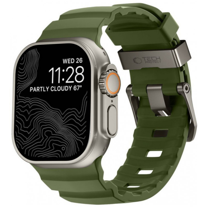 Pulseira Tech-Protect Motion para Apple Watch 8 / 9 / 10 / 11 / 12 / SE / Ultra 44/45/46/49 mm, verde tático