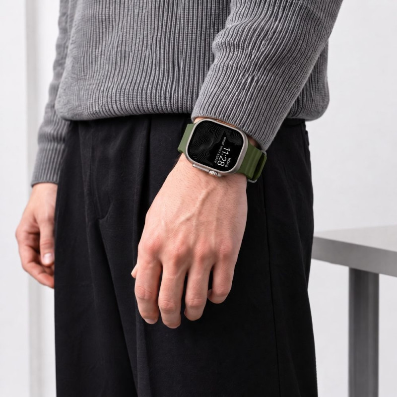 Pulseira Tech-Protect Motion para Apple Watch 8 / 9 / 10 / 11 / 12 / SE / Ultra 44/45/46/49 mm, verde tático