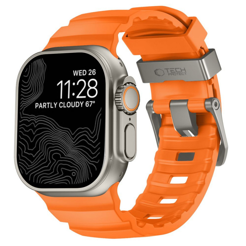Pulseira Tech-Protect Motion para Apple Watch 8 / 9 / 10 / 11 / 12 / SE / Ultra 44/45/46/49 mm, laranja sinal