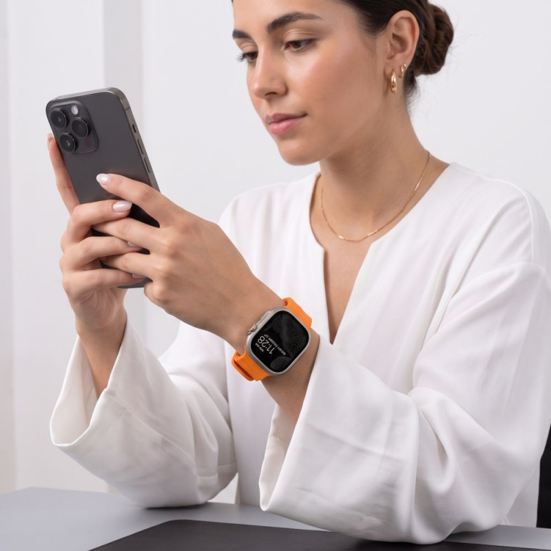 Pulseira Tech-Protect Motion para Apple Watch 8 / 9 / 10 / 11 / 12 / SE / Ultra 44/45/46/49 mm, laranja sinal
