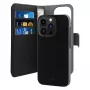 Capa Puro Wallet Detachable MagSafe 2in1 em pele PU com aba e carteira para iPhone 14 Pro Max, preta