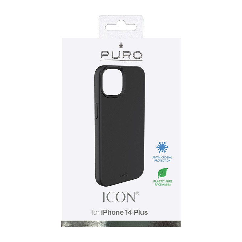 Capa antimicrobiana Puro ICON para Apple iPhone 14 Plus / 15 Plus, preta
