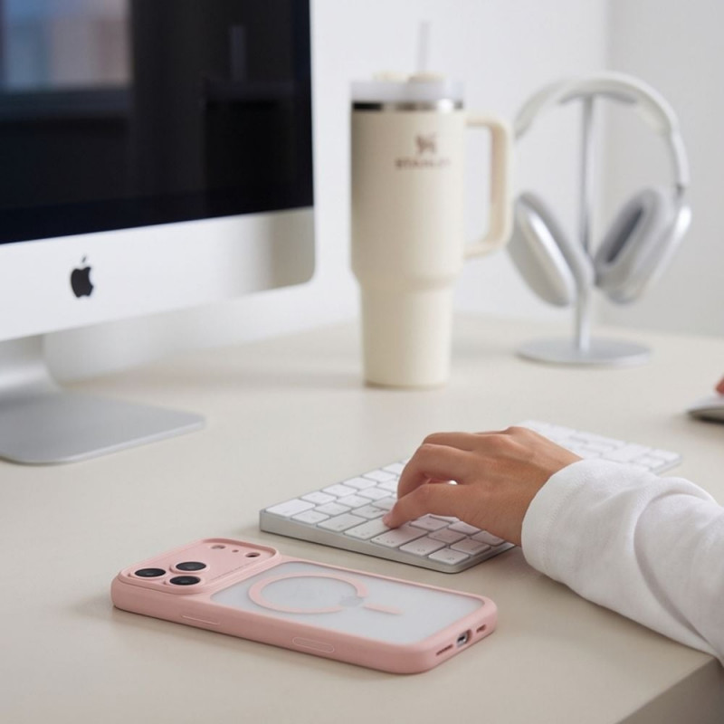 Capa Tech-Protect MagPeak MagSafe CC para Apple iPhone 17 Pro Max / 18 Pro Max THP6115, rosa mate