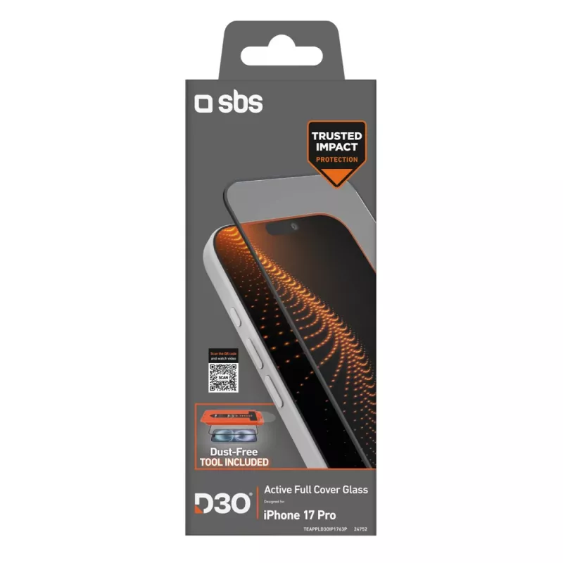 SBS D3O Vidro Temperado com Aplicador para iPhone 17 Pro (1 un)