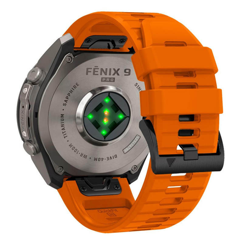Pulseira de silicone Tech-Protect para Garmin Fenix 5 / 6 / 6 Pro / 7 / 8 / 8 Pro / E / 9 / 9 Pro 47 mm, laranja sinal